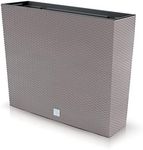 URBN GARDEN Tall Rectangle Rattan Floor Standing Planter Indoor Outdoor Patio Plant Pot Trough (Mocha)