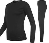 Campri Sports Base Layer Junior Thermal Top & Pant Set Black Unisex (11-12 years LB)