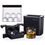 Crystal Clear Ice Ball Maker Mold Round Ice Cube Mold for Whiskey, Large Ice Ball 2.35 Inch - Clear Ice Maker Sphere with Ice Storage Bag and Cocktail Recipe E-Book