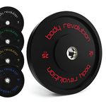 Body Revolution Olympic Bumper Plates - Rubber Coated Barbell Weight Plates - Strength Training Weight Lifting Equipment - Range from 5kg - 25kg