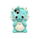 YAKVOOK Case for iPhone 13,Kawaii Phone Cases 3D Silicone Cartoon Dragon Green Fun Cute Case Soft Rubber Shockproof Protective Case Women Girls for iPhone 13