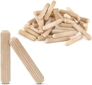 Wood & Wooden Dowel Pins 3/8"x2" (9.5mmx50mm) - Fluted Grooved Hardwood Pegs for Woodworking, Furniture Frames - 100 Pack by PXBBZDQ