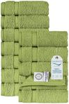 SALBAKOS - Premium Washcloths 12 Pack Set, 100% Turkish Cotton, Highly Absorbent & Quick Dry, Face Towels Wash Cloths for Hotel, Spa & Gym | 13"x13" (Green)