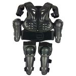 Motorcycle Body Armour Motocross Body Armour Vest with Knee Pad and Elbow Pad Motorcycle Armor Protective Gear Set Racing Safety Accessories for 5-13 Years Kids Black