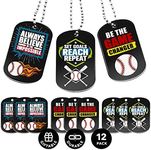 Inkstone Baseball DogTag Necklace | (12 Pack) Sports Inspirational Quote Set Goals Reach Repeat | Aluminum Metal | Encouraging Gifts For Your Team, Friends, Family, Colleagues, and Employee