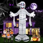 Kalolary 12 FT Halloween Inflatable Mummy Outdoors Decorations Blow Up Lighted Yard Decoration Inflatable with Build-in Light Scary Inflatable for Yard Garden Lawn Indoor Outdoor Decor