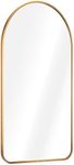 Navaris Arched Wall Mirror - Full Length Golden Arch Framed Mirror - Wall-Mounted Mirror with Gold Aluminum Alloy Frame - 43.3 x 19.7 in (110 x 50 cm)