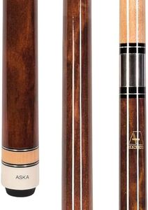 ASKA L3 No Wrap Pool Cue Stick, 58" Hard Rock Canadian Maple Shaft, 13mm Hard Tip (Brown, 19-Ounce)