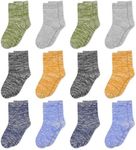 SPTRAMLE Boys Socks, 12 Pairs Crew Socks for Toddler Kids Boys Girls(10-14 Years Old), Athletic Half Cushion Set