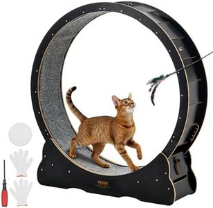 VEVOR Cat Exercise Wheel, 48 in Wooden Cat Running Wheel for Indoor Cats up to 28 lbs, Cats Treadmill with Carpeted Runway & Locking Mechanism, Quiet Kitten Sport Toys for Pets Fitness & Health, Black