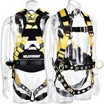 WELKFORDER 3D-Rings Industrial Fall Protection Safety Harness With Waist Tounge Buckle | Leg Tounge Buckles | Waist & Shoulder Pad Support ANSI Compliant Full Body Personal Protection Equipment