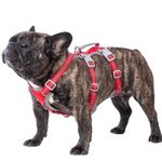 Huntboo Escape Proof Dog Harness Medium, Anti-Pull Dog Harness with Handle, Breathable, Adjustable Dog Harness Small Dog, Reflective Harnesses for Large Dogs Outdoor, Walking, Training (Red, S)