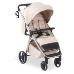 My Babiie MB160 Pushchair – from Birth to 4 Years (22kg), 4-Wheel Suspension, Large Basket, XL Canopy, Foldable, Compact, Stroller with Footmuff, Cup Holder, Rain Cover – Oatmeal