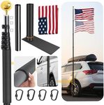 Thickened 20FT Flag Pole,Portable Flagpole with Tire Mount for Outdoor House & Camping,Aluminum Alloy,Thickened Car Protection Foam Cover, Dual Fixing Methods, Ideal for RV Travel,BBQ