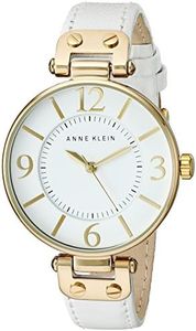 Anne Klein Women's 109168WTWT Gold-Tone Watch with White Leather Band