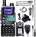 BAOFENG 5RM 10W Handheld Ham Radio Two Way Radio NOAA Receiver Walkie Talkies, 144-148Mhz 430-450Mhz with 2500mAh Battery x 2, Type-C Cable,High Gain Antenna,Hand Mic,Earphone and Programming Cable