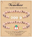 Teacher Bracelet, Teacher Appreciation Day Gift Ideas Initial Bracelet Pink Mrs F Bracelets Back to School Teacher Gifts for Women Birthday Christmas Jewelry