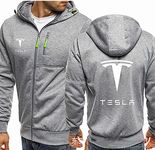 Men's Hoodie Full Zip printed Tesla