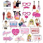 POPOYU 25Pcs Singer TS Party Photo Booth Props,Popular Singer Concert Party Decorations,Funny DIY TS Taylor Singer Fans Party Selfie Photo Booth Props for TS Fans Selfie Props Party Favors