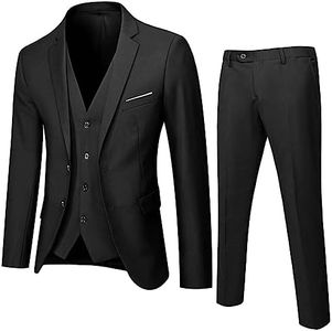 Costume Homme 3 Pièces Slim Fit Smoking Deux Boutons Couleur Unie Mariage Business Confort Elégant Veste Gilet et Pantalon