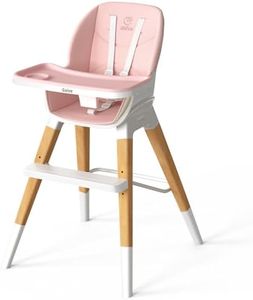GAIVE 8 in 1 Highchair, Convertible Wooden Baby High Chair with Tray, Adjustable High Chair for Babies and Toddlers, Easy to Clean, Grow with Family|Booster|Learning Table|High Stool