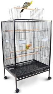Mobiclinic® Pets, Cage à Oiseaux, NINFA, Roues de Transport, Freins, Ouverture supérieure, Plateau Amovible, 8 Portes, Grand Format, 95x43x61.5 cm, mangeoires, abreuvoirs, perchoirs