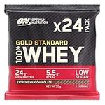 Optimum Nutrition Gold Standard 100% Whey Muscle Building and Recovery Protein Powder With Naturally Occurring Glutamine and BCAA Amino Acids, Extreme Milk Chocolate Flavour, Pack of 24, 24 x 32g