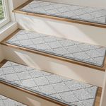 COSY HOMEER Edging Stair Treads Non-Slip 22 x 70cm(4PCS), Indoor Carpet Treads for Stairs, Stair Carpet Treads for Kids Elders and Dogs, Machine Washable, 100% Polyester, TPE Backing, Grey