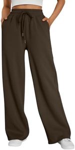 Trendy Queen Womens Wide Leg Fleece Lined Sweatpants Brown XL