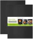 KitchenRaku Universal Oven Liners 32x50cm, Non-Stick and Heavy-Duty Oven Liners for Bottom of Oven - Home Accessories & Kitchen Accessories - Suitable for Most Ovens and Cookers (2 PCS, Dark Black)