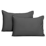 Imperial Rooms Pillow Cases 2 Pack Brushed Microfibre Pillow Covers (Charcoal, Pillow Cases 2 Pack)