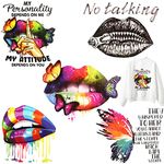 Hioph 5Pcs Iron On Patches, Butterfly Lip Iron on Heat Transfer Stickers Set, Colorful Lip Washable DIY Transfer Patches Decals for Jacket T-Shirt Jean Hat Bag Decoration