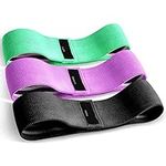 Resistance Bands, Fabric Workout Bands Set of 3 for Hips & Glutes, Non-Slip Exercise Booty Women/Men Beginners Athletes Strength Training, Yoga, Pilate, Fitness, Black, Purple, Green