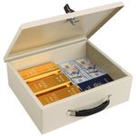 KYODOLED Fireproof Document Box with Key Lock,Safe Storage Box for Valuables,Fire Resistance Security Chest,Fireproof Box for Documents,Passport,Cash,Tablet, Exterior 12.8'' x 8.4'' x 4.5'' Beige