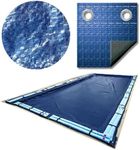 SWIMLINE HYDROTOOLS Super Guard Heavy Duty Pool Cover For Above Ground Swimming Pools |35 X 55 FT Cover | Blue / Black | Water Tube Sleeves | UV Protected For 30X50 FT Rectangle Pools | CO83555R