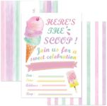 WERNNSAI Glitter Ice Cream Party Invitations with Envelopes - 20 Count Pink Sweet Popsicle Fill in Invite Cards for Girls Birthday Baby Shower Wedding Summer Pool Beach Party Supplies