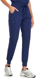 VECARDI Scrub Pants for Women Four Way Stretch Yoga Joggers High Rise Zipper Cargo Pants with 5 Pockets