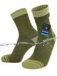 DexShell Waterproof Everyday Socks for Men & Women, Breathable Quarter Crew Socks for Walking, Commuting, Rain & Wet Weather – OLV Green, Unisex Large