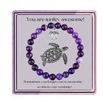 Turtle Bracelet Sea Turtle Gifts for Women Sometimes You Forget You're Awesome Gifts for Women Turtle Charm Amethyst Turquoise Turtle Inspirational Gift (Purple turtle)