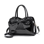 NICOLE & DORIS Handbags for Women Designer Top Handle Bags Patent Leather Crossbody Shoulder Bags Party Clutch Bag Ladies Elegant Tote Bag Cute Bowknot Bag Black