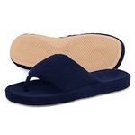 Onmygogo Women Indoor House Slippers with Arch Support, Flip-Flops Thong Slippers for Women(6/6.5 UK, Navy)