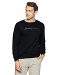 Qube By Fort Collins Men's Fleece Regular Round Neck Sweatshirt (929241 SMU_Black_M)