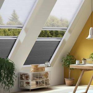 ZSHINE Manual Day Night Honeycomb Cellular Shades Light Filtering Thermal Retardation Non Wovens Fabric for Velux Skylight Window (Grey)