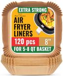 Air Fryer Liners, 120Pcs Disposable Parchment Paper Liners – Non-Stick and Oil Proof for Easy Cleanup – 8” Square for 5-8 qt Basket by Baker's Signature