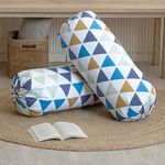 HOMEMONDE Cotton Bolster Cover 16 X 32 Inches - Set Of 2 Soft Round Pillow Cover With Triangle Print For Decoration, Multicolor (80 X 40 Cm), 200 TC