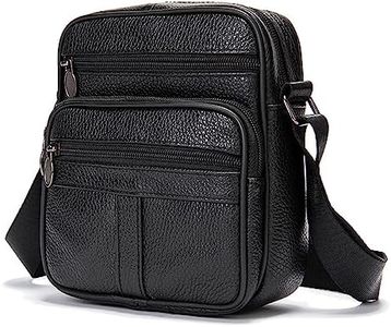 Bolso Bandolera Hombre Cuero Negro, Pequeña Bolso Bandolera Hombre Movil, Bolsos de Hombro para Hombre Cuero para Telefono Bolso Mensajero para Escalada Senderismo Camping Bolso de Mano Bolso Cruzado