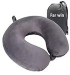 Far win Travel Pillow,100% Pure Memory Foam U Shaped Neck Pillow,Super Lightweight Portable Headrest Great for Airplane Chair, Car,Home,Office ,Sleeping Rest Cushion (grey)