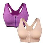 Women's Zip Front Sports Bra Wireless Post-Surgery Bra Active Yoga Sports Bras