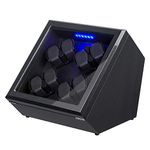 JINS&VICO Watch Winder, [Newly Upgraded] Soft Flexible Watch Pillows Automatic Watch Winder Box, 8 Winding Spaces with Built-in Illumination, Carbon Fiber, 11.8*12*11.8 inches, Compact