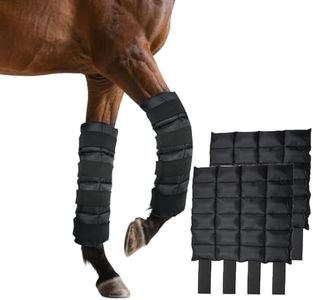 Horse Ice Boot Wraps - Reusable Gel Ice Pack for Horses Boots | Cooling Boot for Horse Injuries& Post-Training, Hock, Knee & Ankle | Horse Supplies & Care Gift Ideas - 1 Pair/Black